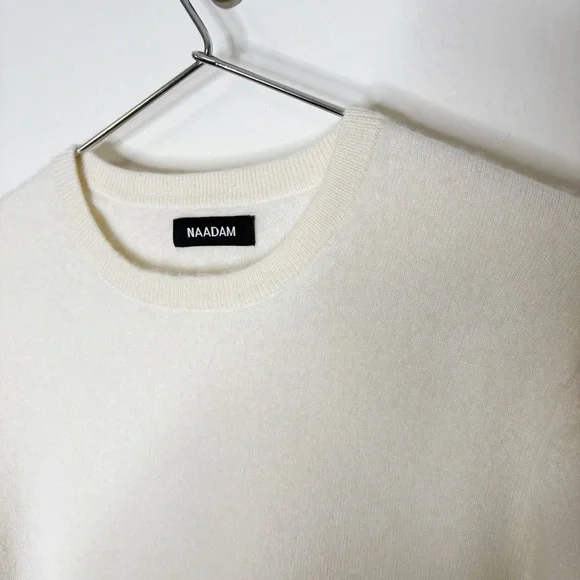 Naadam Essential 100% Cashmere Sweater Cream Color Crewneck Unisex Size Large - Picture 4 of 8